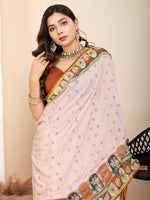 Thumbnail for Vedant Vastram Maslin Cotton Digital Printed & Embroidered Work Saree - Orange - Distacart