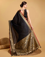 Thumbnail for Vedant Vastram Soft Litchi Silk Banarasi Silk Saree - Black - Distacart