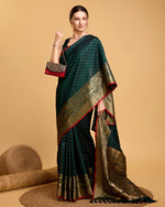 Thumbnail for Vedant Vastram Soft Litchi Silk Banarasi Silk Saree - Green - Distacart