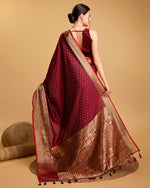 Thumbnail for Vedant Vastram Soft Litchi Silk Banarasi Silk Saree - Maroon - Distacart