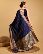 Thumbnail for Vedant Vastram Soft Litchi Silk Banarasi Silk Saree - Navy - Distacart