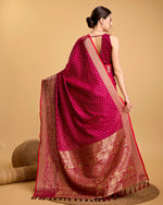 Thumbnail for Vedant Vastram Soft Litchi Silk Banarasi Silk Saree - Rani - Distacart