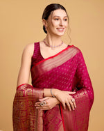 Thumbnail for Vedant Vastram Soft Litchi Silk Banarasi Silk Saree - Rani - Distacart