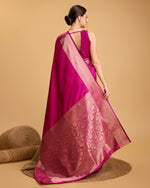 Thumbnail for Vedant Vastram Soft Litchi Silk Banarasi Silk Saree - Magenta - Distacart