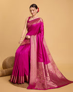 Thumbnail for Vedant Vastram Soft Litchi Silk Banarasi Silk Saree - Magenta - Distacart