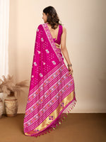 Thumbnail for Vedant Vastram Maslin Dola Silk Kanjeevaram Silk Saree - Magenta - Distacart