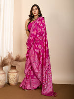 Thumbnail for Vedant Vastram Maslin Dola Silk Kanjeevaram Silk Saree - Magenta - Distacart