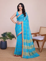 Thumbnail for Vedant Vastram Cotton Silk Jacquard Fancy Saree - Firozi - Distacart