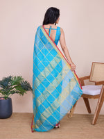 Thumbnail for Vedant Vastram Cotton Silk Jacquard Fancy Saree - Firozi - Distacart