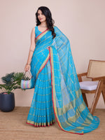 Thumbnail for Vedant Vastram Cotton Silk Jacquard Fancy Saree - Firozi - Distacart