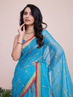 Thumbnail for Vedant Vastram Cotton Silk Jacquard Fancy Saree - Firozi - Distacart