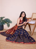 Thumbnail for Vedant Vastram Cotton Silk Jacquard Fancy Saree - Navy - Distacart