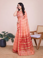 Thumbnail for Vedant Vastram Cotton Silk Jacquard Fancy Saree - Peach - Distacart