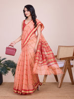 Thumbnail for Vedant Vastram Cotton Silk Jacquard Fancy Saree - Peach - Distacart