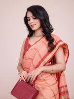 Thumbnail for Vedant Vastram Cotton Silk Jacquard Fancy Saree - Peach - Distacart