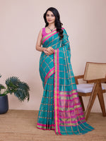 Thumbnail for Vedant Vastram Cotton Silk Jacquard Fancy Saree - Seagreen - Distacart