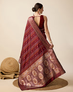 Thumbnail for Vedant Vastram Soft Litchi Silk Banarasi Silk Saree - Maroon - Distacart