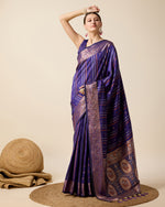 Thumbnail for Vedant Vastram Soft Litchi Silk Banarasi Silk Saree - Violet - Distacart