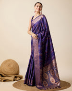 Thumbnail for Vedant Vastram Soft Litchi Silk Banarasi Silk Saree - Violet - Distacart