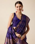 Thumbnail for Vedant Vastram Soft Litchi Silk Banarasi Silk Saree - Violet - Distacart