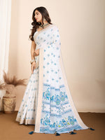 Thumbnail for Vedant Vastram Maslin Cotton Printed & Hand work Fancy Saree - Blue - Distacart