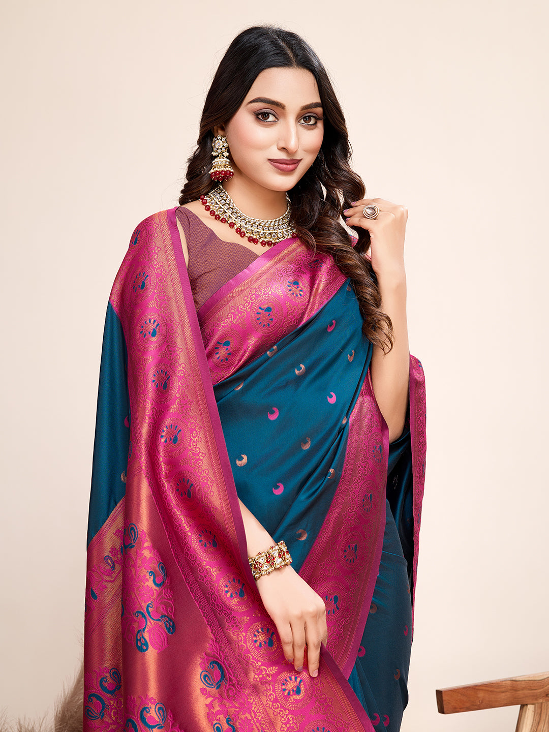 Vedant Vastram Soft Litchi Silk Kanjeevaram Silk Saree - Morpich - Distacart