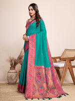 Thumbnail for Vedant Vastram Soft Litchi Silk Kanjeevaram Silk Saree - Seegreen - Distacart