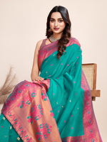 Thumbnail for Vedant Vastram Soft Litchi Silk Kanjeevaram Silk Saree - Seegreen - Distacart