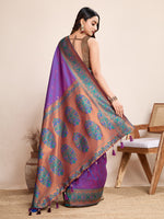 Thumbnail for Vedant Vastram Soft Litchi Silk Kanjeevaram Silk Saree - Violet - Distacart