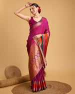 Thumbnail for Vedant Vastram Soft Litchi Silk Banarasi Silk Saree - Rani - Distacart