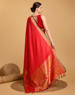 Thumbnail for Vedant Vastram Soft Litchi Silk Banarasi Silk Saree - Red - Distacart