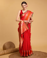 Thumbnail for Vedant Vastram Soft Litchi Silk Banarasi Silk Saree - Red - Distacart