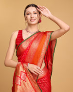 Thumbnail for Vedant Vastram Soft Litchi Silk Banarasi Silk Saree - Red - Distacart