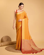Thumbnail for Vedant Vastram Soft Litchi Silk Kanjeevaram Silk Saree - Mustard - Distacart