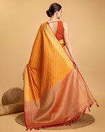 Thumbnail for Vedant Vastram Soft Litchi Silk Kanjeevaram Silk Saree - Mustard - Distacart