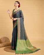 Thumbnail for Vedant Vastram Soft Litchi Silk Kanjeevaram Silk Saree - Navy - Distacart