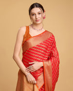 Thumbnail for Vedant Vastram Soft Litchi Silk Kanjeevaram Silk Saree - Red - Distacart