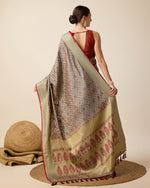 Thumbnail for Vedant Vastram Soft Litchi Silk Kanjeevaram Silk Saree - Maroon - Distacart