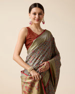 Thumbnail for Vedant Vastram Soft Litchi Silk Kanjeevaram Silk Saree - Maroon - Distacart