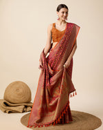 Thumbnail for Vedant Vastram Soft Litchi Silk Kanjeevaram Silk Saree - Rani - Distacart