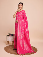 Thumbnail for Vedant Vastram Soft Litchi Silk Banarasi Silk Saree - Magenta - Distacart