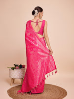 Thumbnail for Vedant Vastram Soft Litchi Silk Banarasi Silk Saree - Magenta - Distacart
