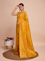 Thumbnail for Vedant Vastram Soft Litchi Silk Banarasi Silk Saree - Mustard - Distacart
