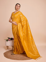 Thumbnail for Vedant Vastram Soft Litchi Silk Banarasi Silk Saree - Mustard - Distacart