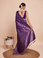 Thumbnail for Vedant Vastram Soft Litchi Silk Banarasi Silk Saree - Violet - Distacart