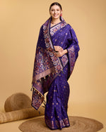 Thumbnail for Vedant Vastram Soft Litchi Silk Banarasi Silk Saree - Violet - Distacart