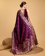 Thumbnail for Vedant Vastram Soft Litchi Silk Banarasi Silk Saree - Wine - Distacart