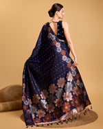 Thumbnail for Vedant Vastram Soft Litchi Silk Banarasi Silk Saree - Navy - Distacart