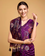 Thumbnail for Vedant Vastram Soft Litchi Silk Banarasi Silk Saree - Wine - Distacart