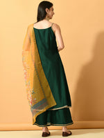 Thumbnail for Myshka Women's Green Solid Party Kurta Sets - Distacart